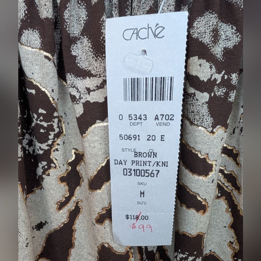 New Cache Tiger Graphic Print Bodycon Dress Cold Shoulder Medium - Picture 6 of 10